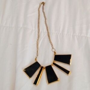 Black and gold dangling necklace 12 in